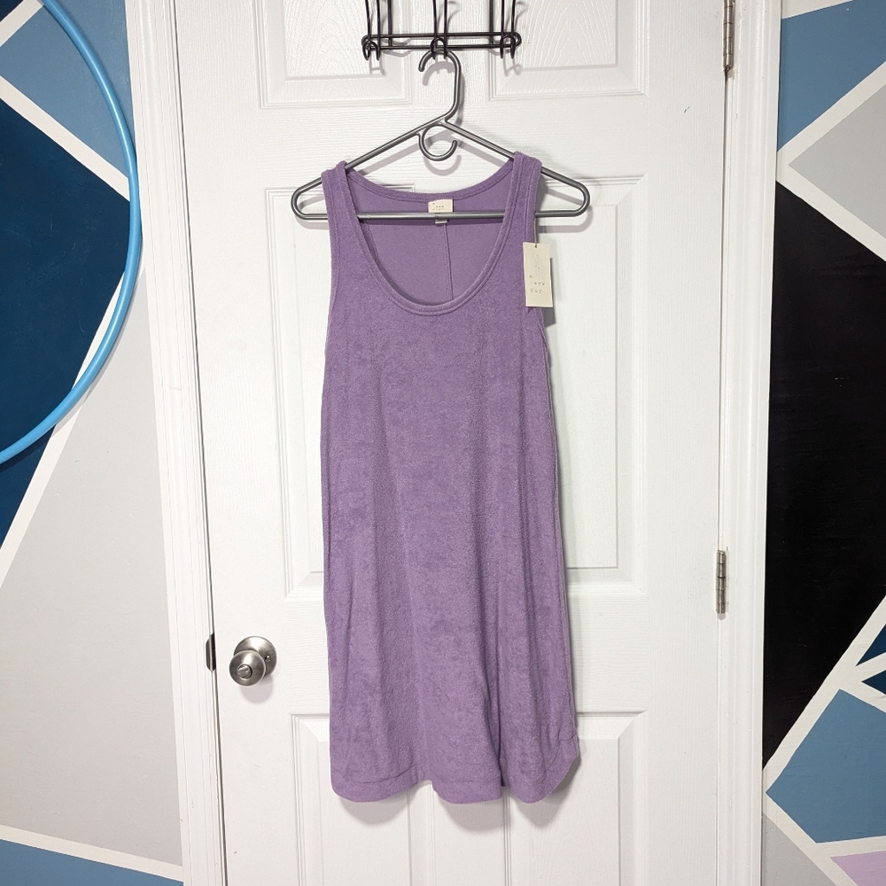A New Day Women's Terry Tank Dress S Purple